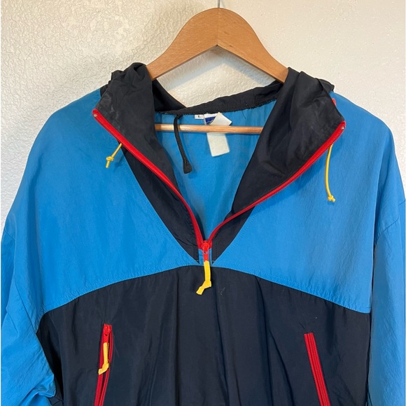 Vintage Sierra Anorak Hooded Windbreaker Outdoor Pullover Jacket Packable L - Picture 4 of 10